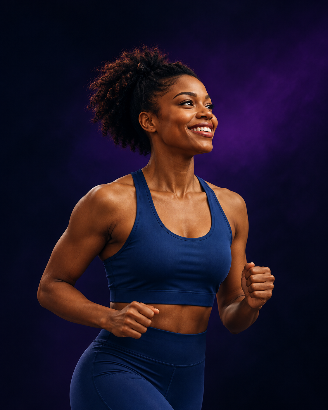 Black woman in athletic clothing exercising